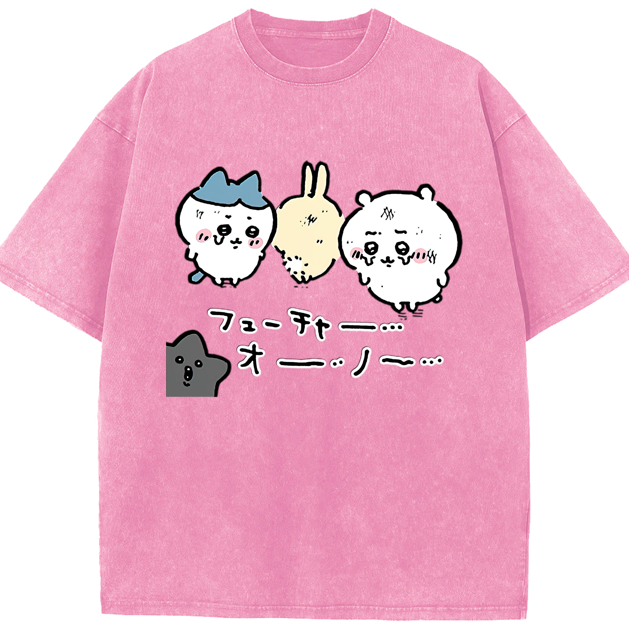 （画像用） ちいかわ ハチワレ Chii-kawa hachiware 綿100% ヴィンテージ風 半袖Tシャツ（フロントプリント）